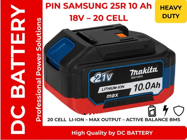 Pin công cụ 18v/21v makita samsung25r 10ah